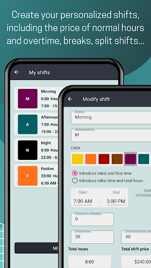 Work shifts calendar & salary Screenshot 1