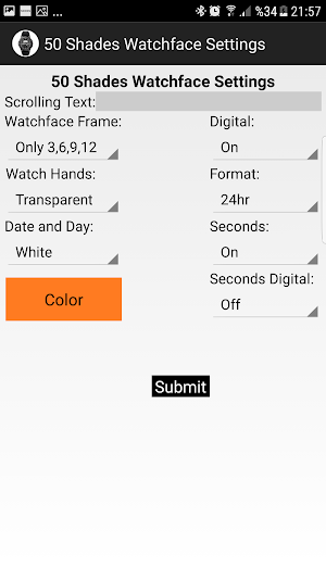 50 Shades Watchface Settings Screenshot 2