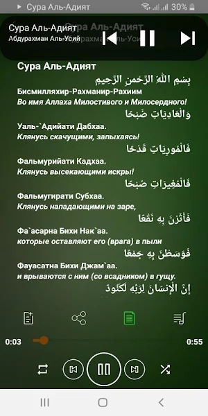 Сура Аль-Адият аудио и текст Screenshot 3