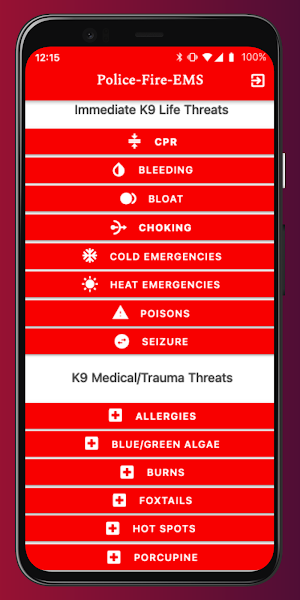 Prehospital K9 Treatment App Screenshot 1