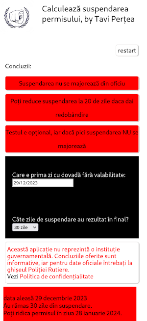 Calculează Suspendare Permis Screenshot 0