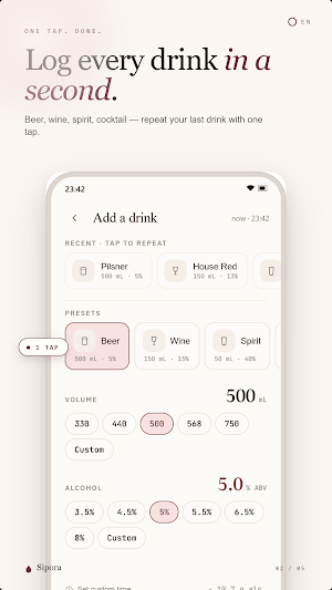 Sipora – Alcohol & BAC Tracker Screenshot 1