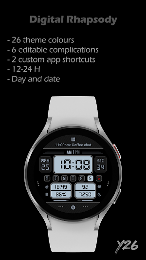 Y26 Digital Rhapsody WatchFace Screenshot 1