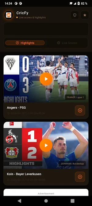 CricFy: Soccer Live Scores Screenshot 0