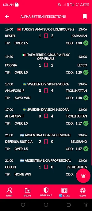 Alpha Betting Predictions Screenshot 1