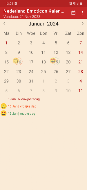 Nederland Emoticon Kalender Screenshot 0
