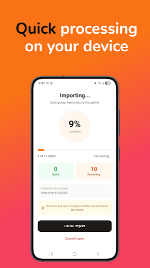 Memories import: Snap Backup Screenshot 2