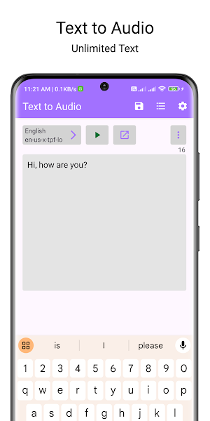 Unlimited Text to Speech (TTS) Screenshot 0