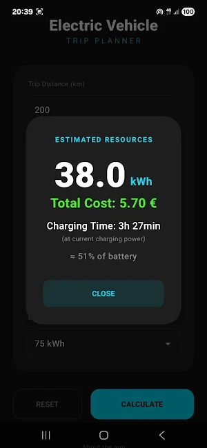 Electric Vehicle Calculator Screenshot 3