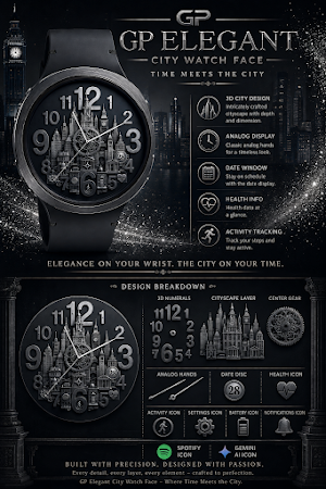 GP Elegant City Watch Face Screenshot 1