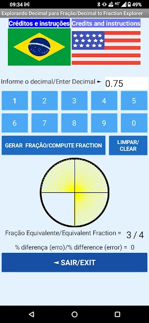 Frações e decimais com gráfico Screenshot 2