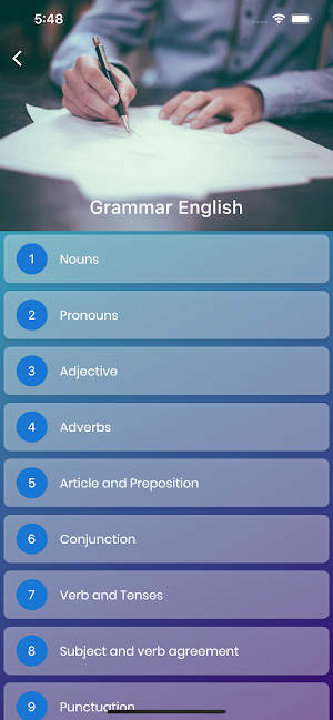 English Grammar Explanation Quiz Screenshot 1