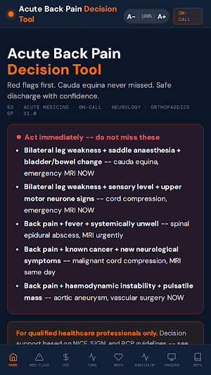 Acute Back Pain Decision Tool Screenshot 0