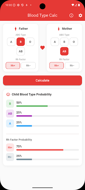 Blood Type Calculator Baby ABO Screenshot 1