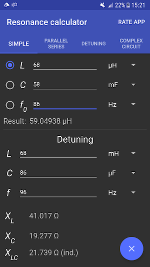 Resonance Calculator Screenshot 0