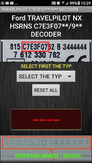 Travelpilot C7E3F07** C7E3F09** Radiocode Decoder Screenshot 0