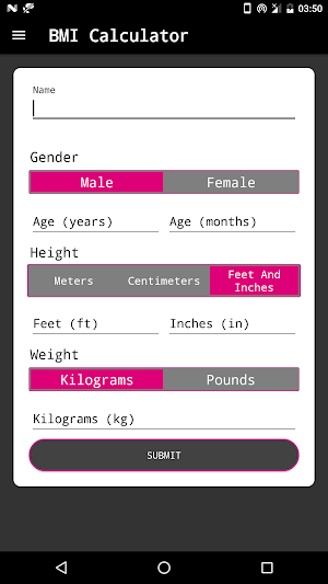 BMI Calculator Screenshot 1