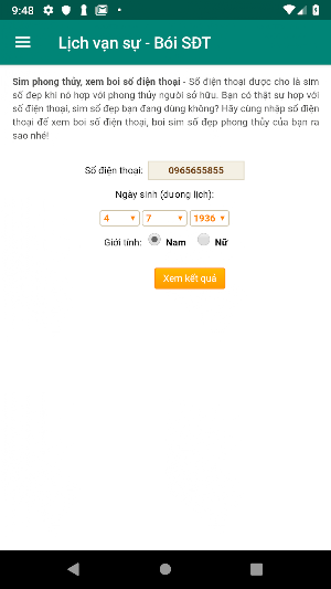 Lịch vạn sự - Bói SĐT Screenshot 1