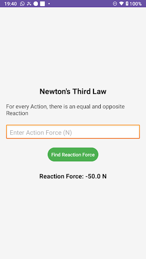 Newton's Third Law Calculator Screenshot 0