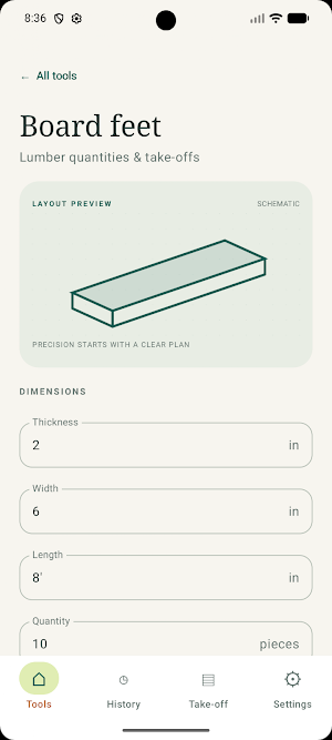 feet inch calculator Screenshot 1