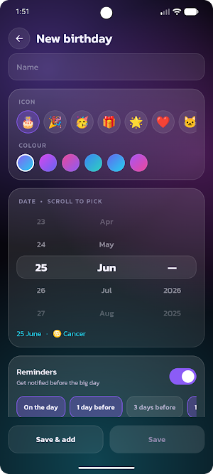 Birthday reminder Screenshot 3