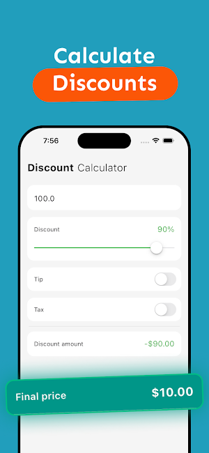 Discounts Tips Tax Calculator Screenshot 0