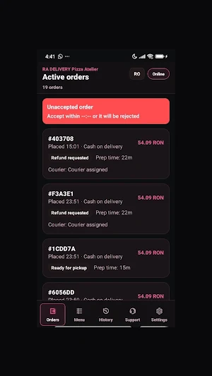 RA Delivery Merchant Screenshot 1