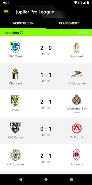 sporza voetbal Screenshot 1