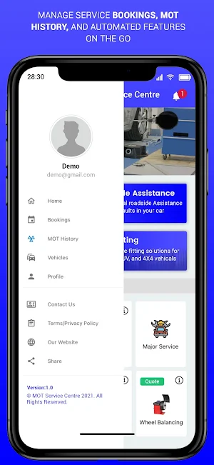 MOT Service Centre Screenshot 1