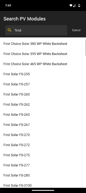 Fluke TruTest Solar Database Screenshot 1