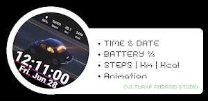 Retro Car Animated Watch Face Screenshot 1