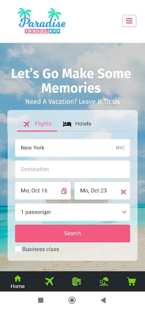 Paradise Travel App Screenshot 1