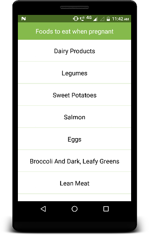 Foods to eat when pregnant Screenshot 1