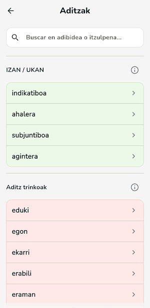 Aditzak: Basque verbs Screenshot 3