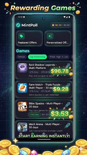 MintPoll: Games & Cash Rewards Screenshot 0