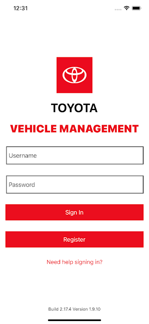 Toyota Vehicle Management Screenshot 0