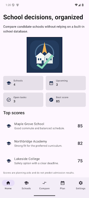 School Shortlist Screenshot 0
