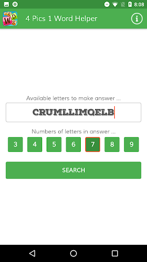 4 Pics 1 Word Helper : Word Puzzle Solver. Screenshot 1