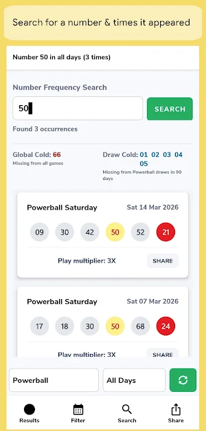 Lottery Results for Powerball Screenshot 1