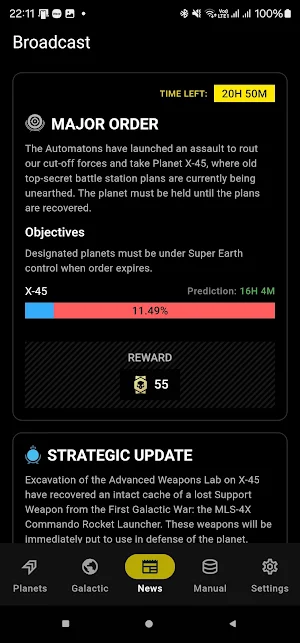 HD2 Galactic War Monitor Screenshot 2