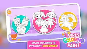 Girls Coloring Games & Paint Screenshot 1