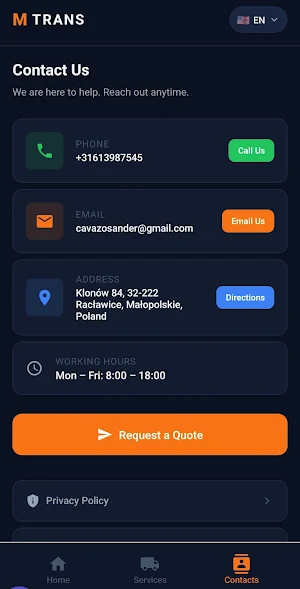 M TRANS Logistics Screenshot 3