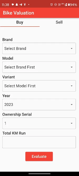 Used Bike Valuation Screenshot 0