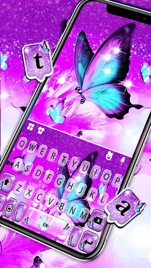 Glitter Butterfly Keyboard Background Screenshot 1
