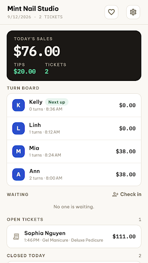 Nail Salon POS: Turn Tracker Screenshot 0