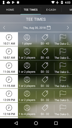 The Oaks Golf Links Tee Times Screenshot 3