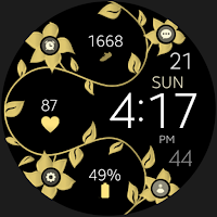 Digital Gold Flower Watch Face
