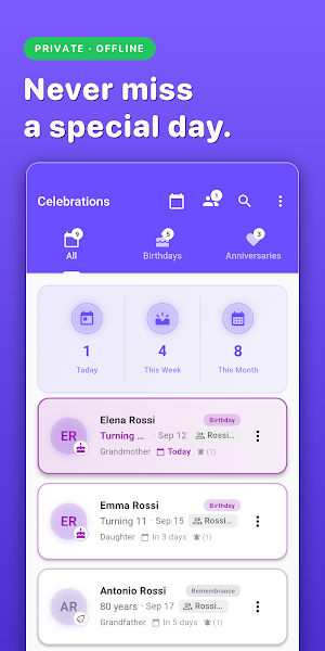 Birthday Anniversary Calendar Screenshot 0
