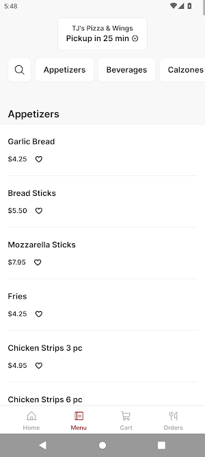 TJ's Pizza & Wings Screenshot 1