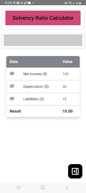 Solvency Ratio Calculator Screenshot 1